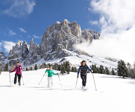 Schneeschuhwandern in den Dolomiten